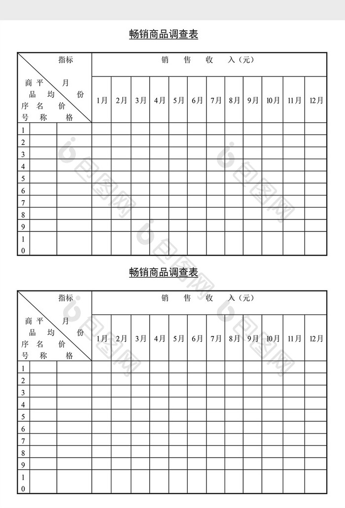 销售管理诊断畅销商品调查表Word文档