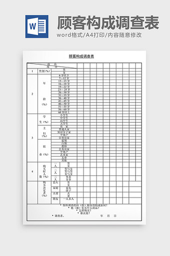 销售管理诊断顾客构成调查表Word文档图片