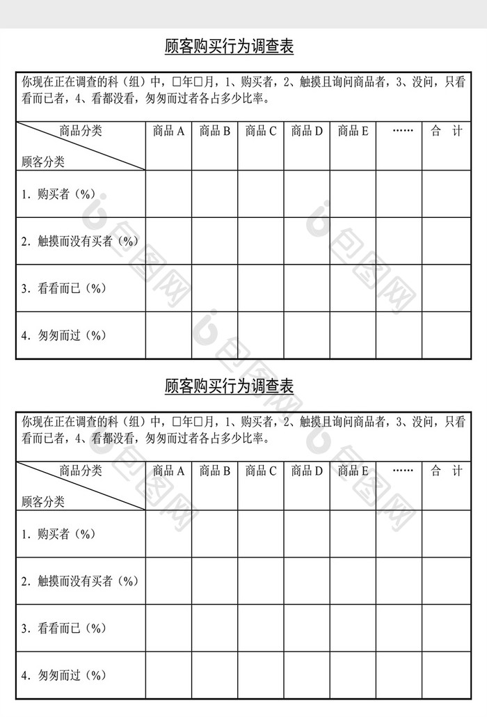 销售管理诊断顾客购买行为调查Word文档