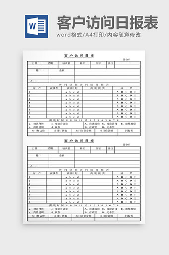 销售管理诊断客户访问日报表Word文档图片