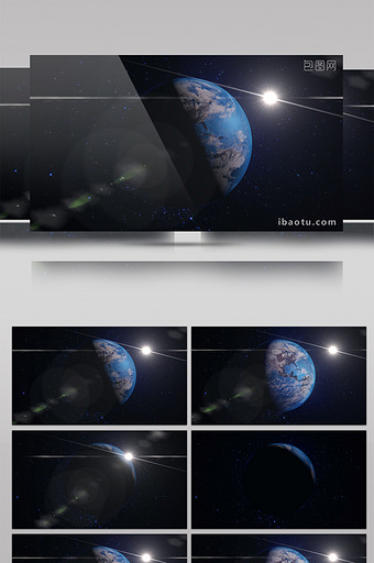 日食动态背景视频素材 地球放大 宇宙视频图片