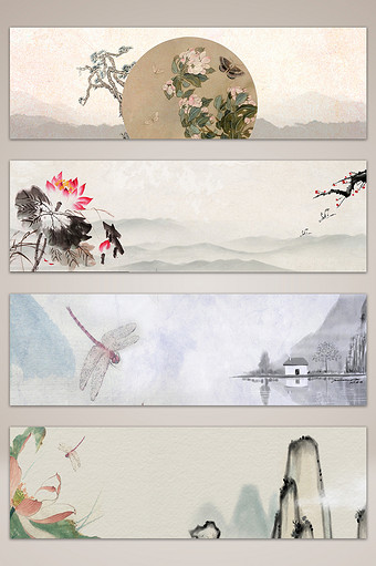 彩色复古中国风banner海报背景图片