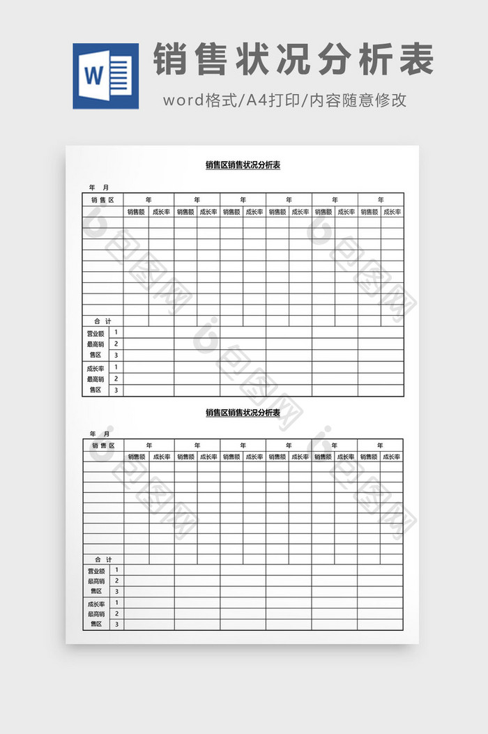 营销管理销售状况分析表Word文档