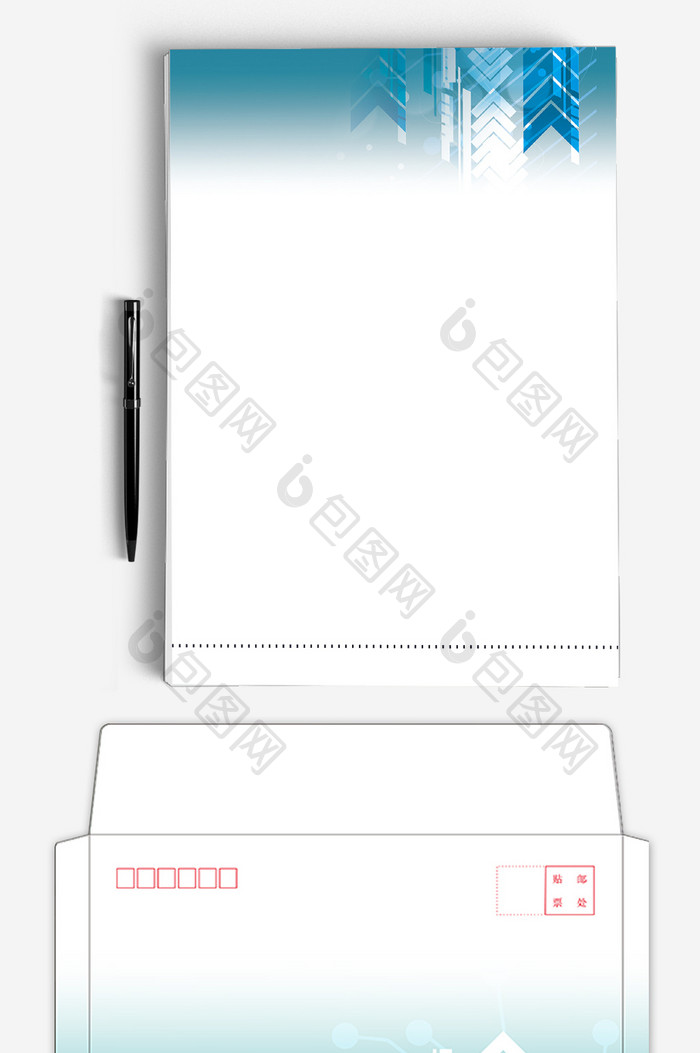 渐变几何ai企业信封信纸背景模板