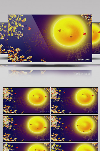 中秋圆月落叶金黄色的月亮婚礼高清背景视频图片