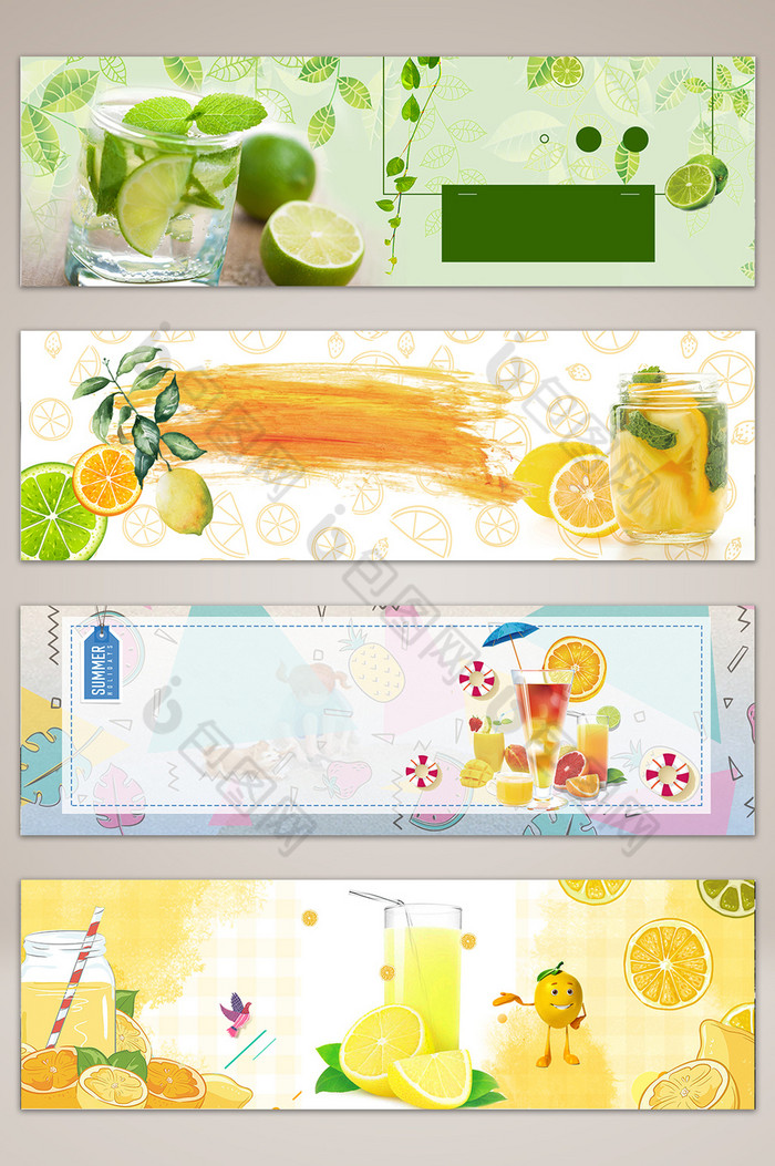 柠檬冰茶banner海报图片图片