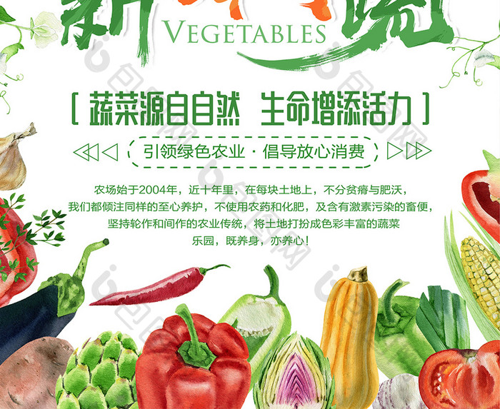 餐饮超市美食新鲜时蔬蔬菜打折优惠促销海报