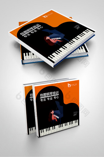 黑色简约钢琴产品画册封面设计图片