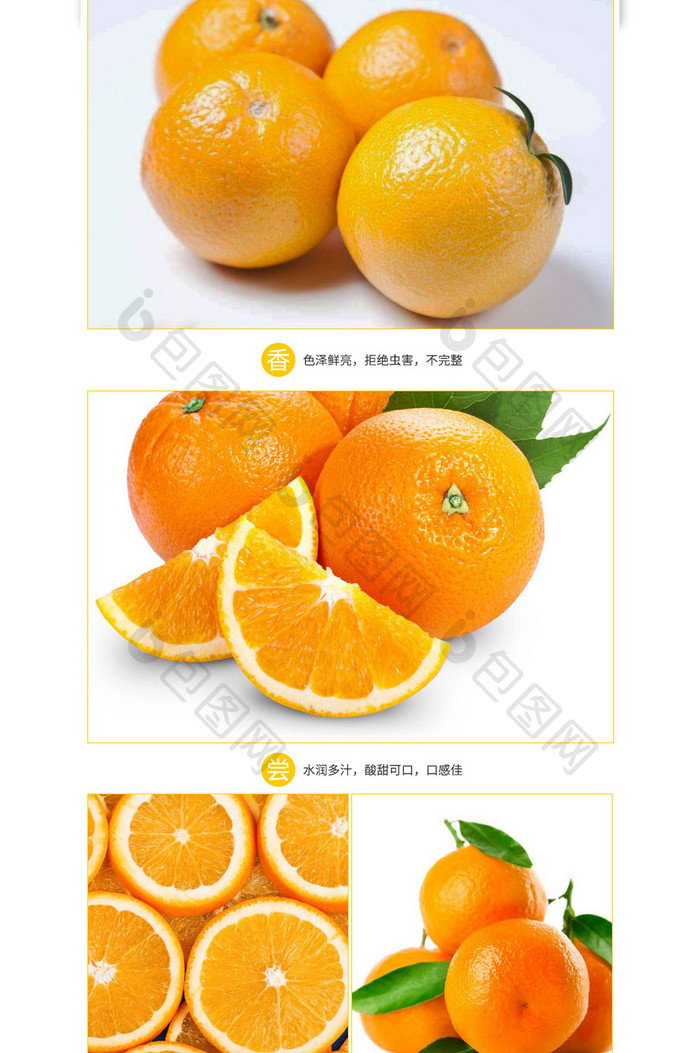 橙色清新脐橙水果淘宝天猫海报详情模板
