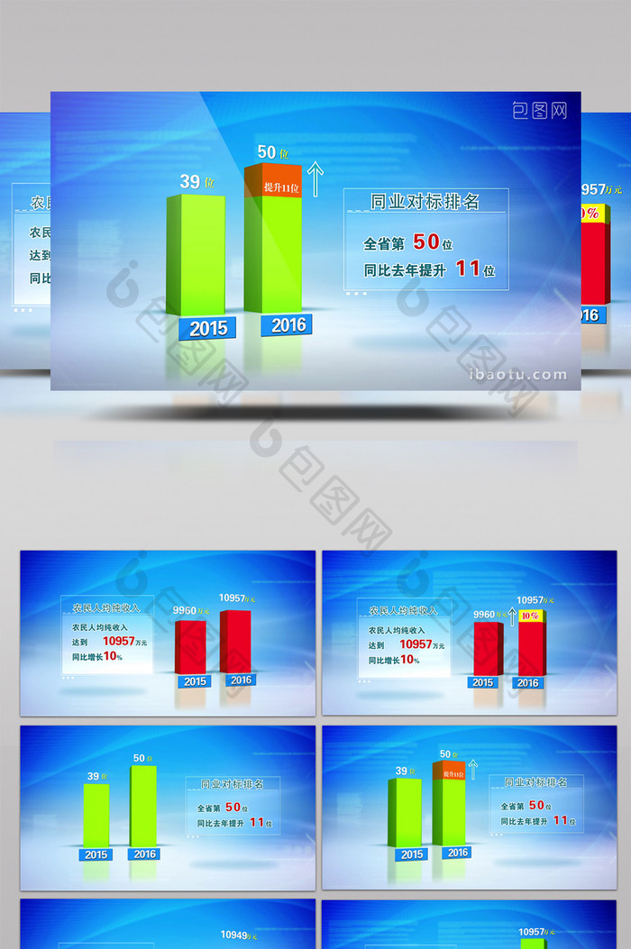 AE数据图表模板3D柱状图