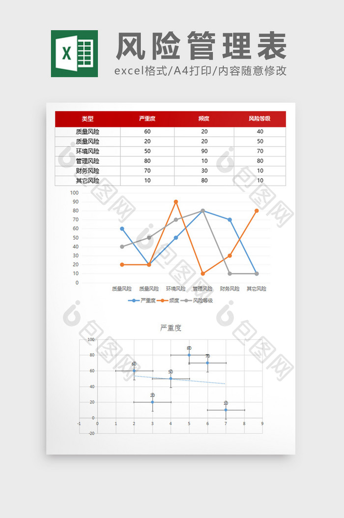 通用红色风险管理表excel表模板