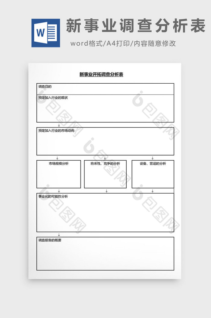 营销管理新事业调查表Word文档图片图片
