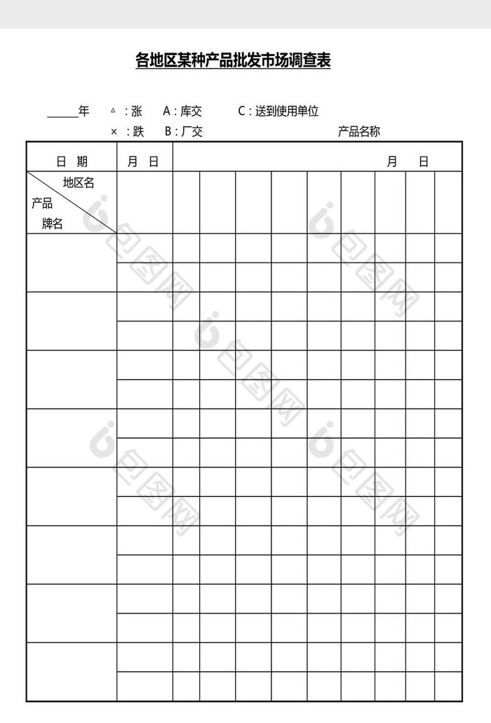 营销管理批发市场调查表Word文档