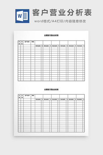 营销管理客户营业分析表格Word文档图片