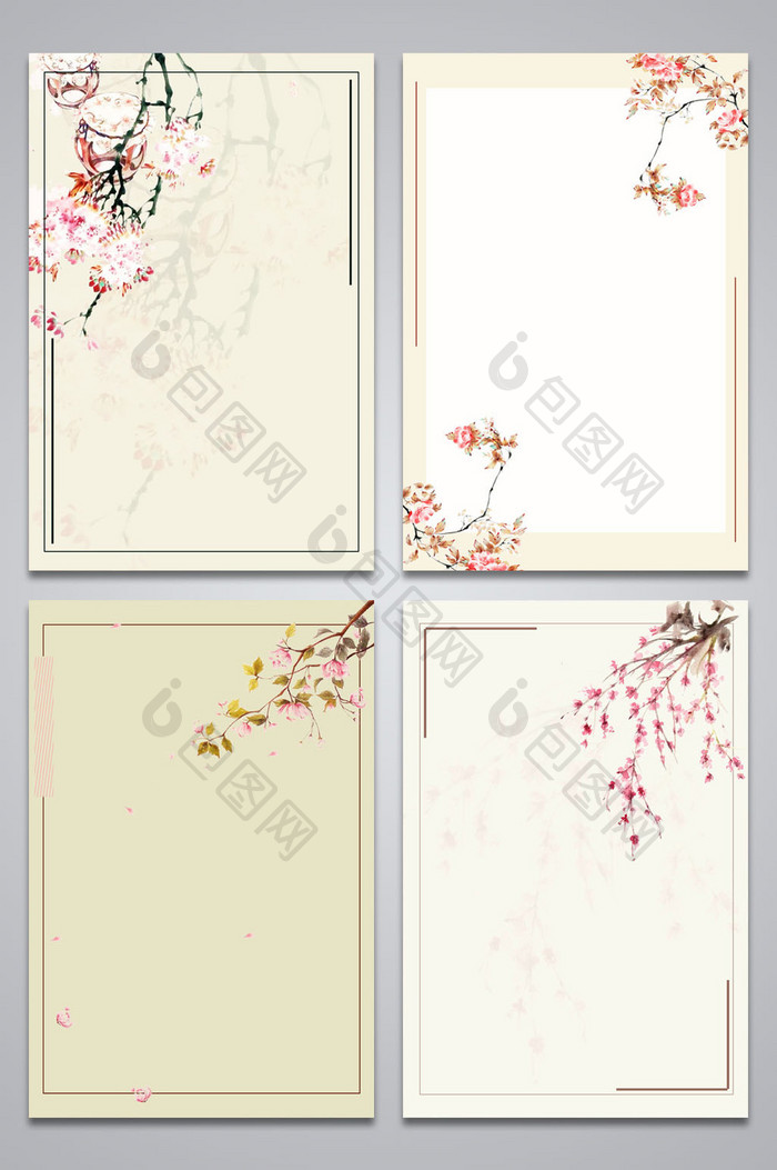 复古中国风花卉设计背景图