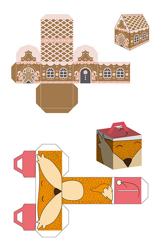 圣诞节节日礼盒包装展开图模板图片下载
