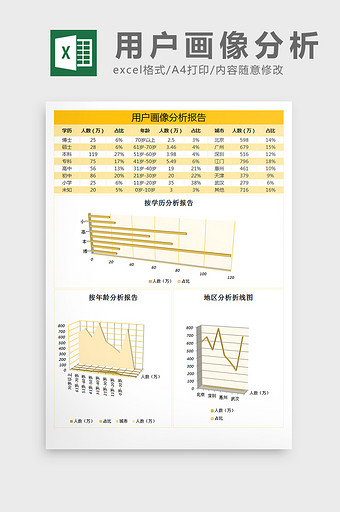 用户画像分析报告excel表格模板图片