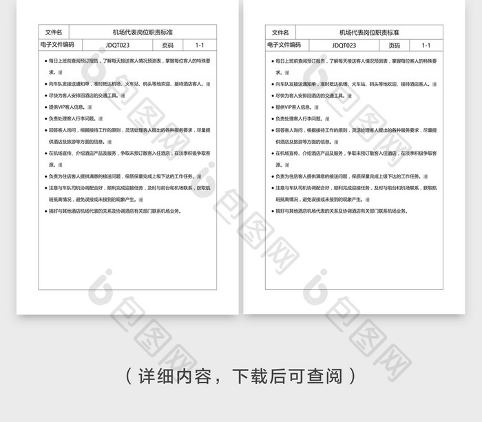 安全管理机场代表岗位职责标准word文档