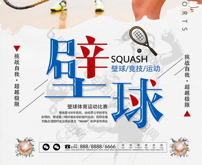 壁球体育运动比赛培训招生图片