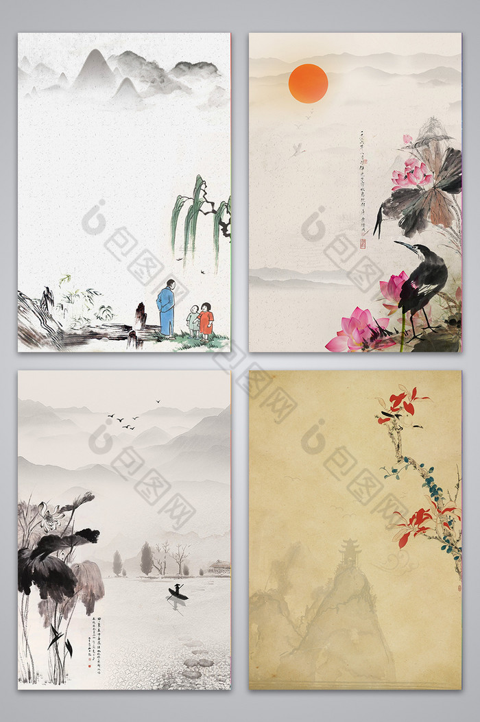 中国风工笔画海报图图片图片