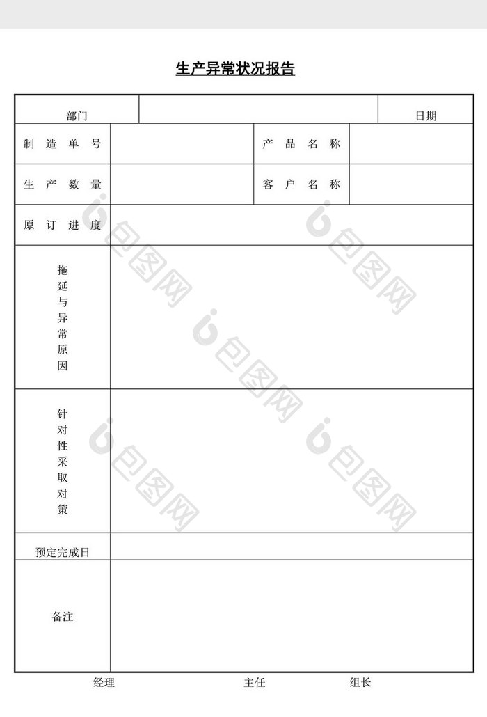 生产异常状况报告word文档