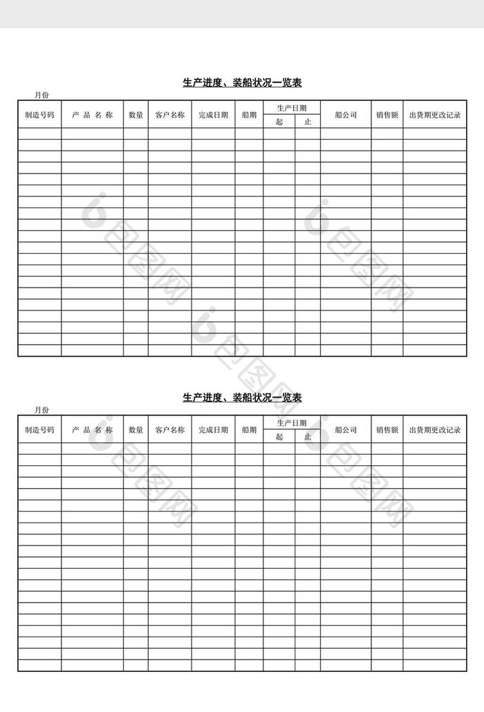 生产进度装船状况一览表word文档