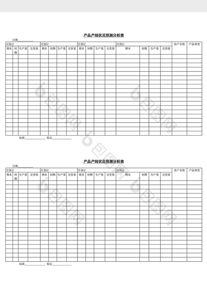 产品产销状况预测分析表word文档