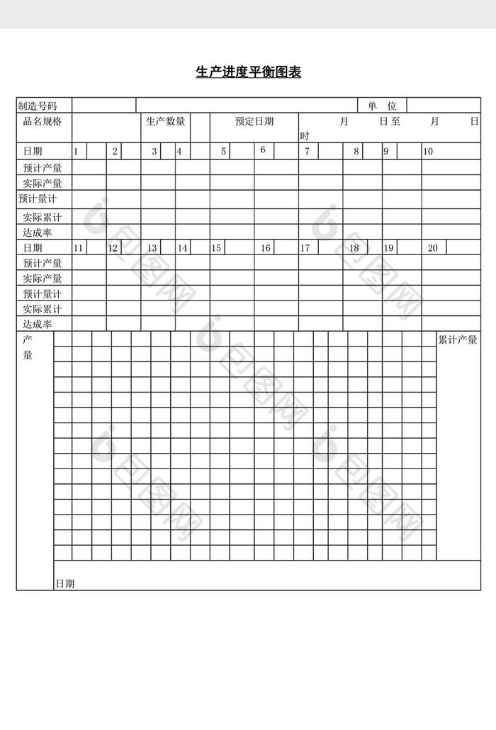 生产进度平衡图表word文档