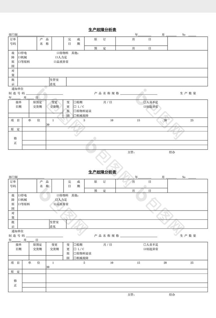 生产故障分析表word文档