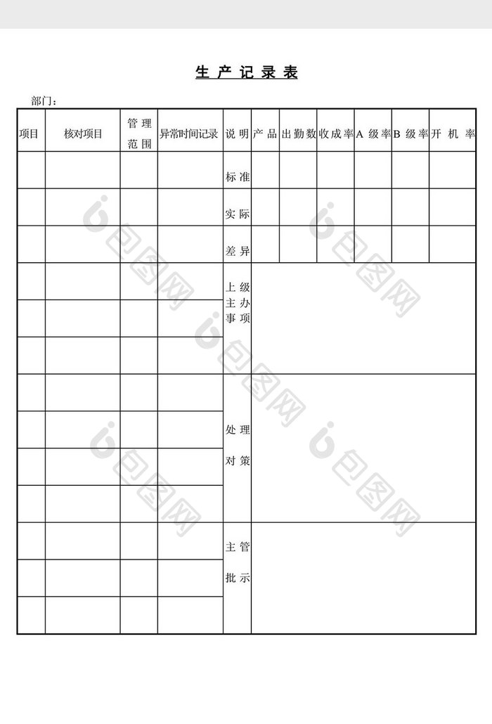 生产记录表word文档