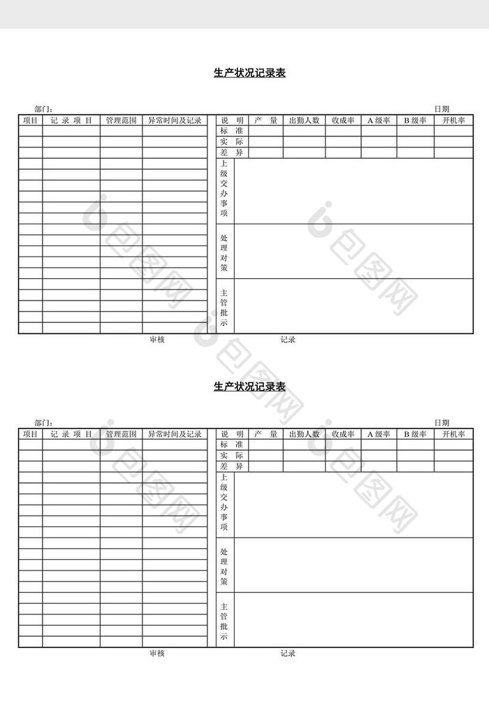 生产状况记录表word文档