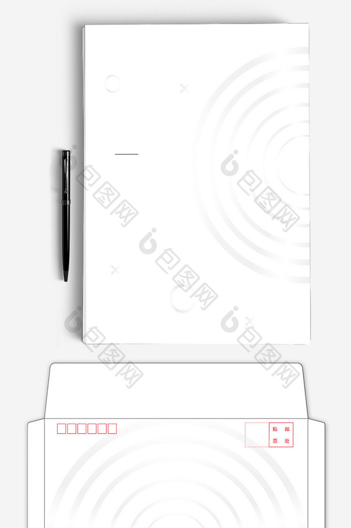 黑白经典水纹ai企业信纸信封背景模板