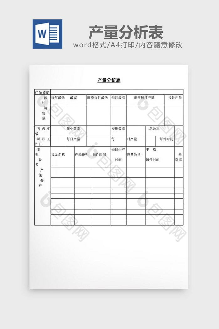 产量分析表word文档图片图片