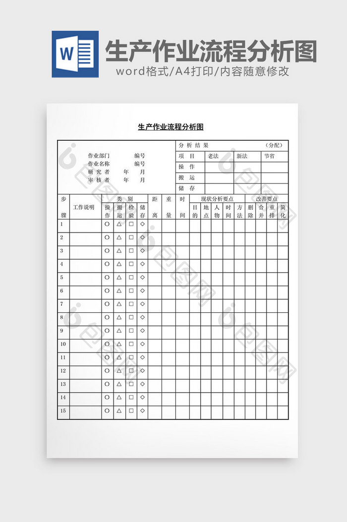 生产作业流程分析图word文档