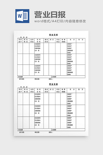 营销管理营业日报表Word文档图片