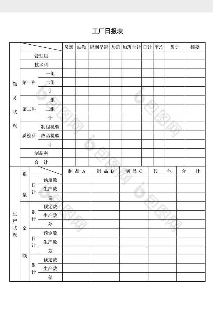 工厂日报表word文档