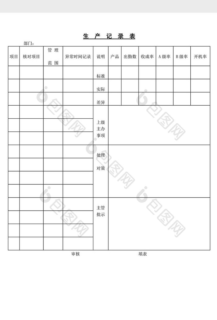 生产记录表word文档