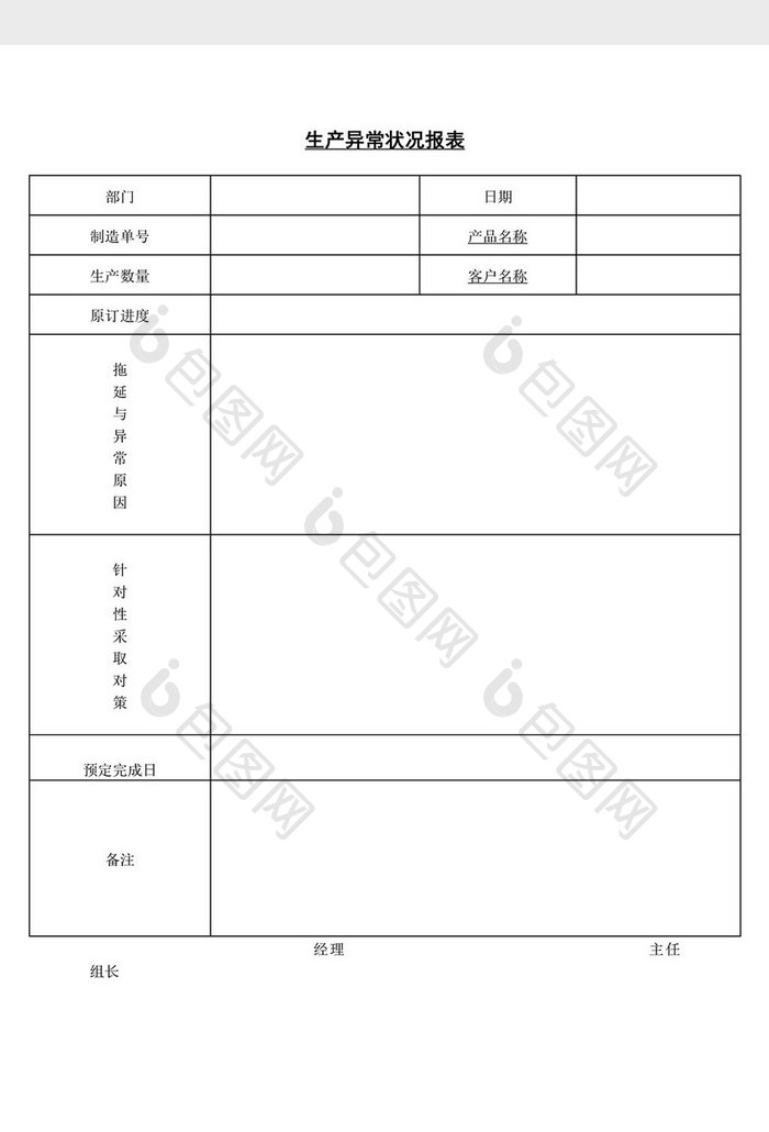 生产异常状况报告word文档