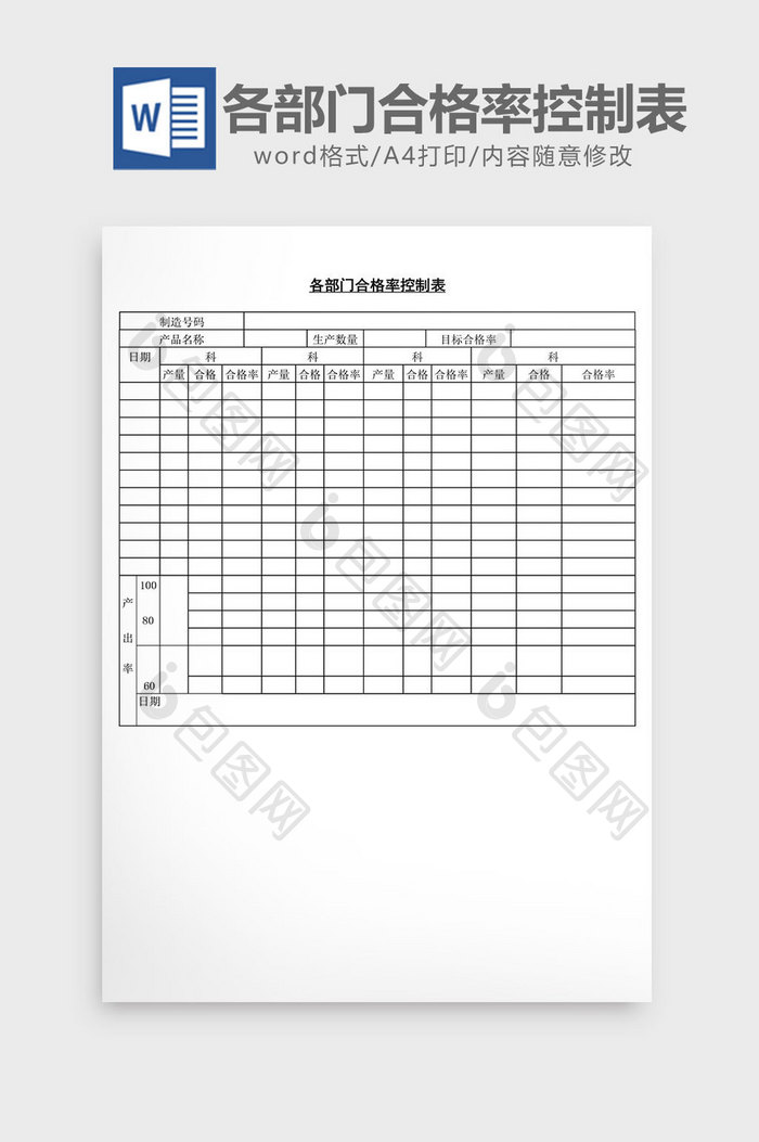 各部门合格率控制表word文档