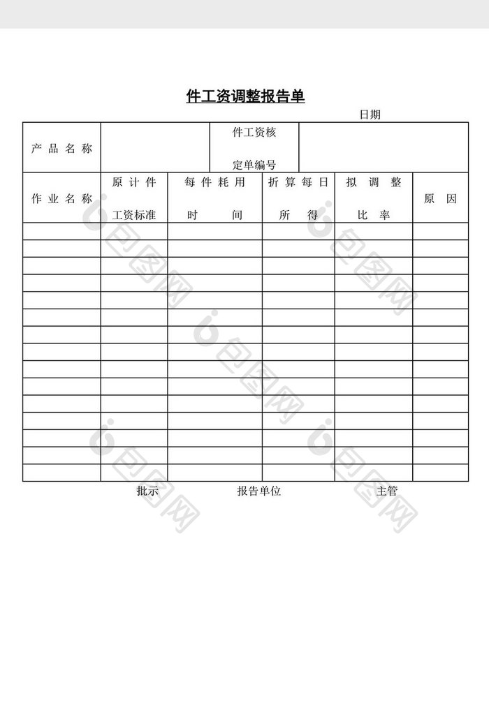 件工资调整报告单word文档