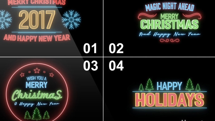 霓虹圣诞图标演绎logo标题演绎ae模板