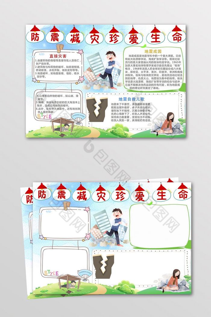 电子小报防灾减灾日小报地震知识手抄报图片