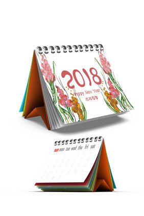水彩花朵2018年台历