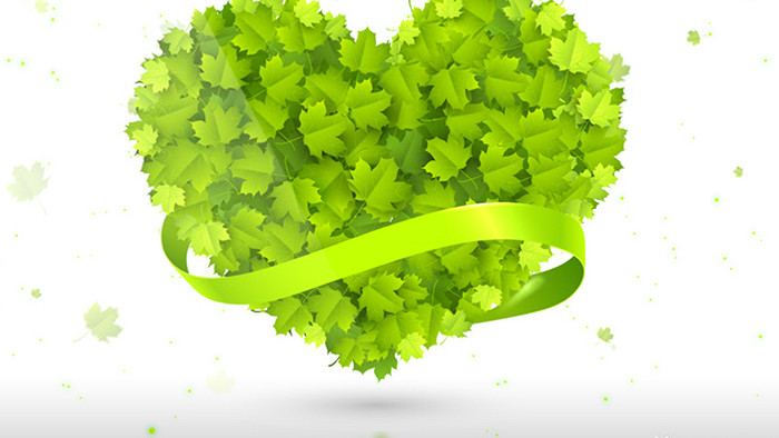 绿色树叶环保爱心LED背景视频