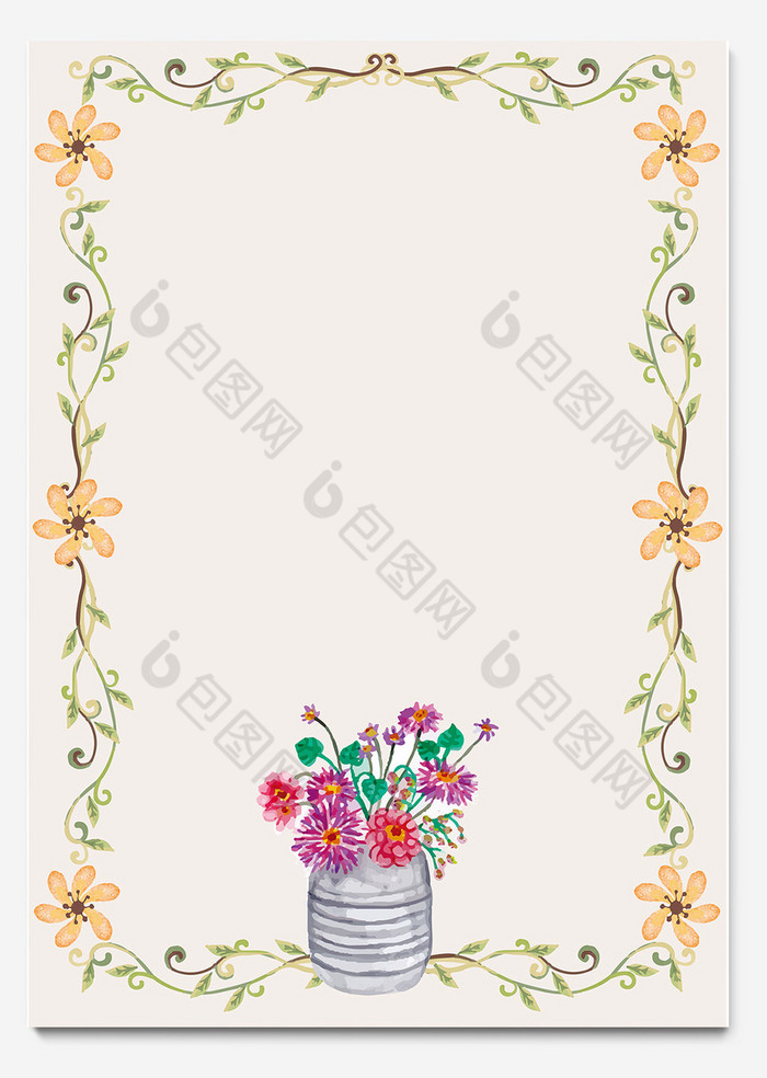 小清新黄色花朵花藤ai信纸背景模板