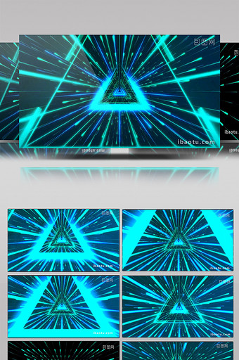 高清-蓝绿色炫酷电子霓虹灯隧道LED视频图片