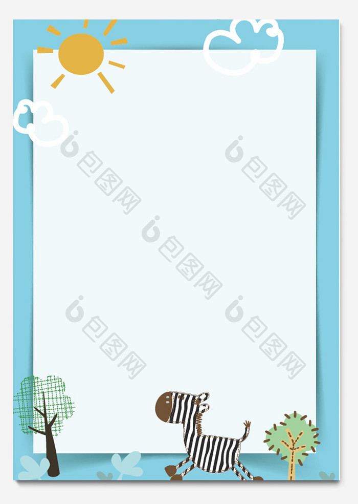 卡通斑马ai信纸背景模板