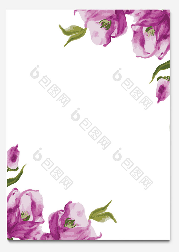 小清新紫色花朵ai信纸背景模板