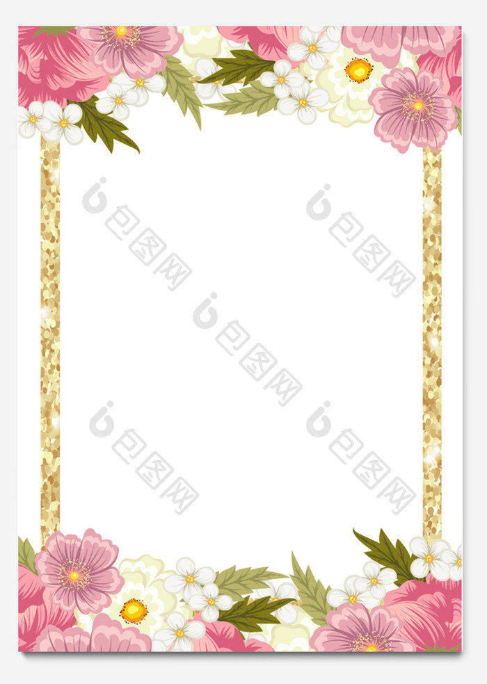 小清新粉色花朵ai信纸背景模板
