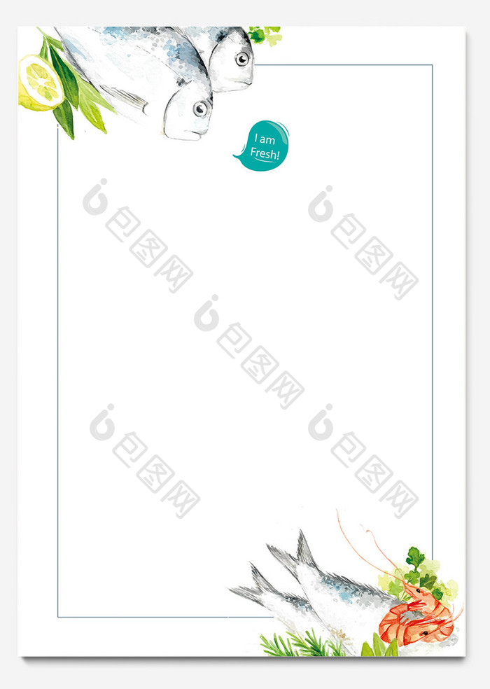 手绘鱼小清新ai信纸背景模板
